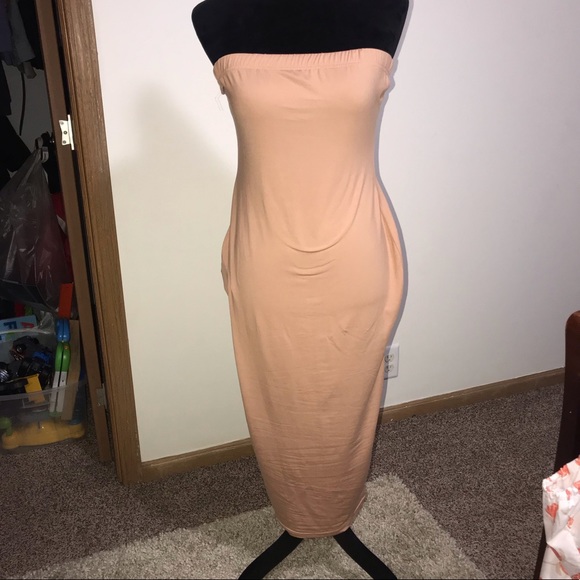 ❗️SALE❗️Tan Tube Dress - Picture 2 of 7